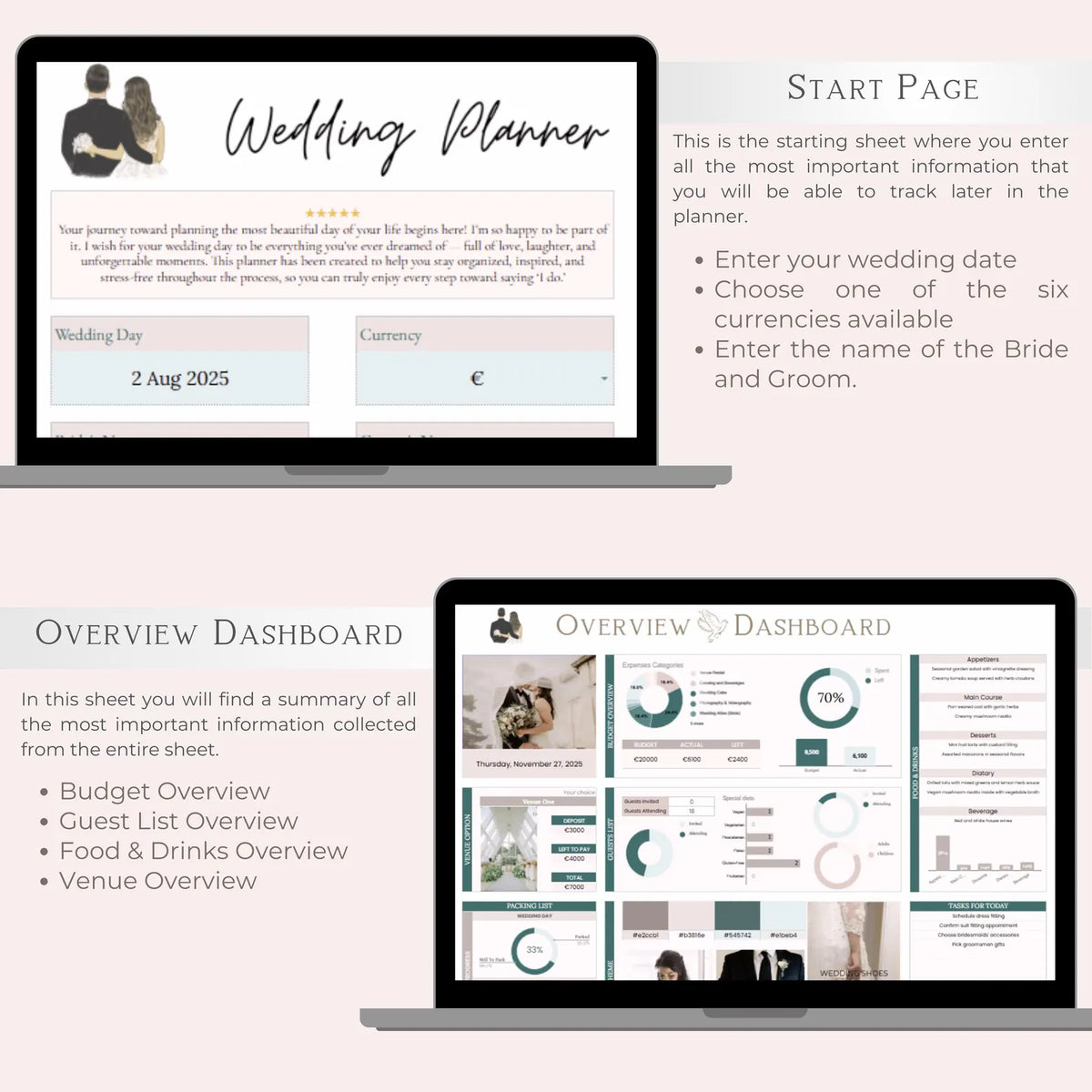 Ultimate Wedding Planner | Budget, Guest List, Seating Plan, Timeline, Vendors, Gifts, Photos, Honeymoon & More